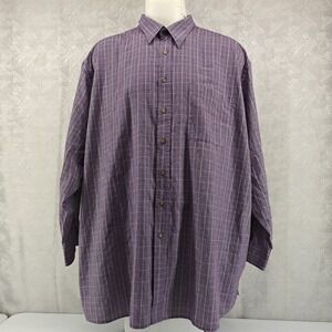Canyon Ridge Shirt Mens XXXXL 4XL Purple Plaid Check Long Sleeve Button Casual